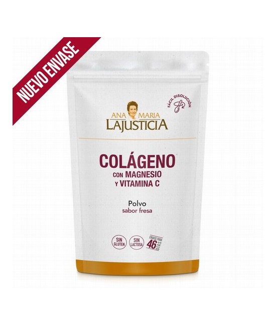 Colágeno con Magnesio + Vitamina C 350 gramos. Sabor fresa. Regenerador de tejidos a base de colágeno hidrolizado de tipo I y I