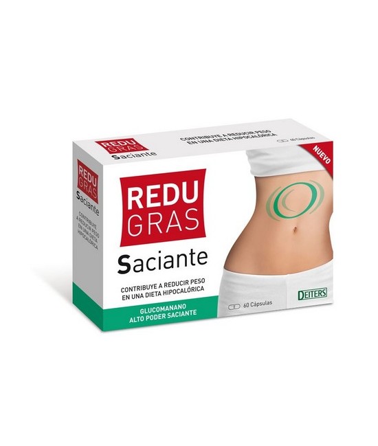 DESCRIPCIÓN: Redugras Saciante es un preparado alimenticio en forma de cápsulas a base de glucomanano, polvo de raíz de Konjac,
