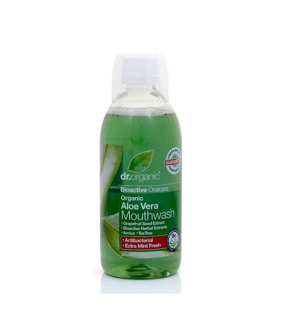 Aloe Vera Mouthwash
Un enjuague bucal protector que combina las propiedades
calmantes de Aloe Vera orgánico con las propiedad