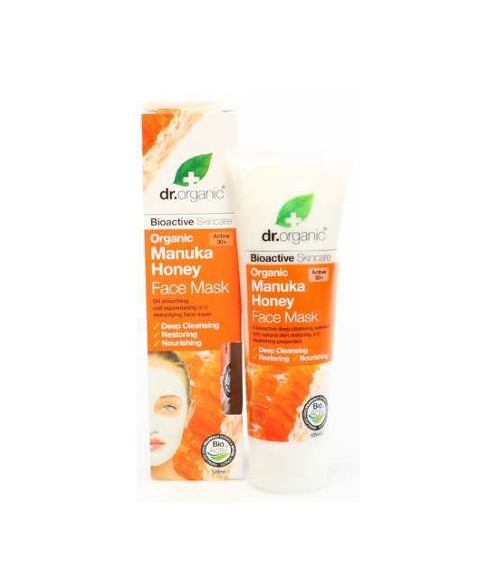 Manuka Honey Face Mask
Mascarilla facial limpiadora con base de miel de Manuka
orgánica enriquecida con Aloe Vera, Caolin, ma