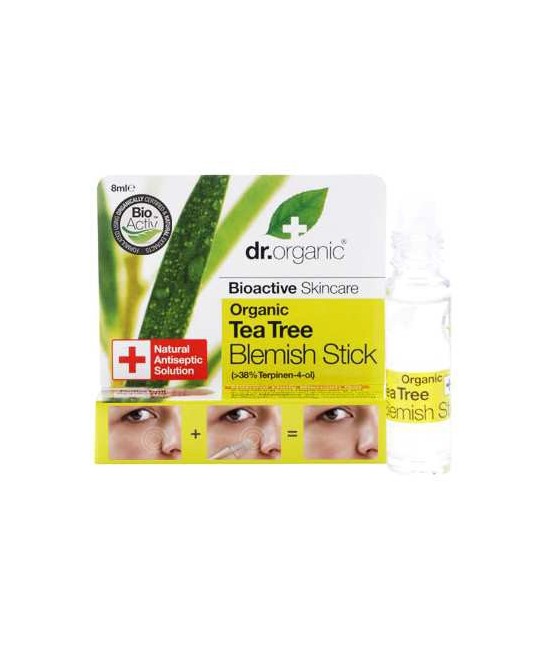 Tea Tree Blemish Stick
Con su presentación en roll on es fácil de
usar, el Dr. Organic Tea Tree Blemish
Stick es una solució