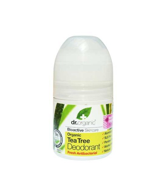 Tea Tree Deodorant
Un desodorante líquido antibacteriano en roll-on formulado con
aceite orgánico certificado Tree Tree, Aloe