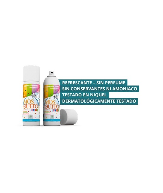 MOS ¡QUITO! Junior presenta una fórmula delicada, no agresiva.  Contiene Eucalyptus Maculata Citriodora, tit. 75% en paramentha