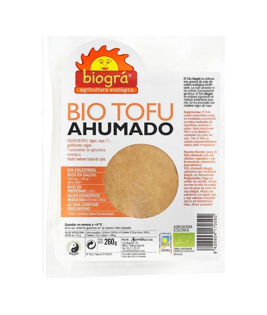 ofu Ahumado

El tofu biográ se elabora con granos de soja de Cultivo Ecológico Certificado. La soja utilizada no ha sufrido m