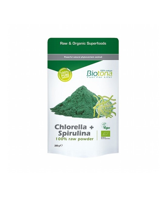 Chlorella + Spirulina
100% polvo puro
La chlorella (literalmente pequeña hoja verde) no se descubrió hasta el final del sig
