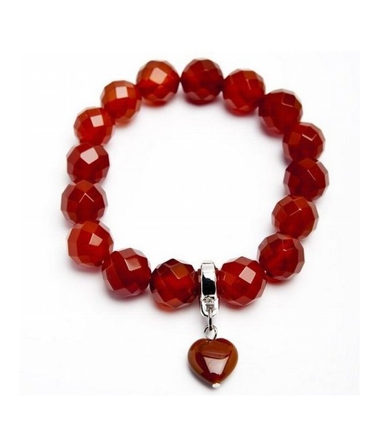 KU.PULSERA CARNEOLA BOLA FACETADA 12 CORAZON