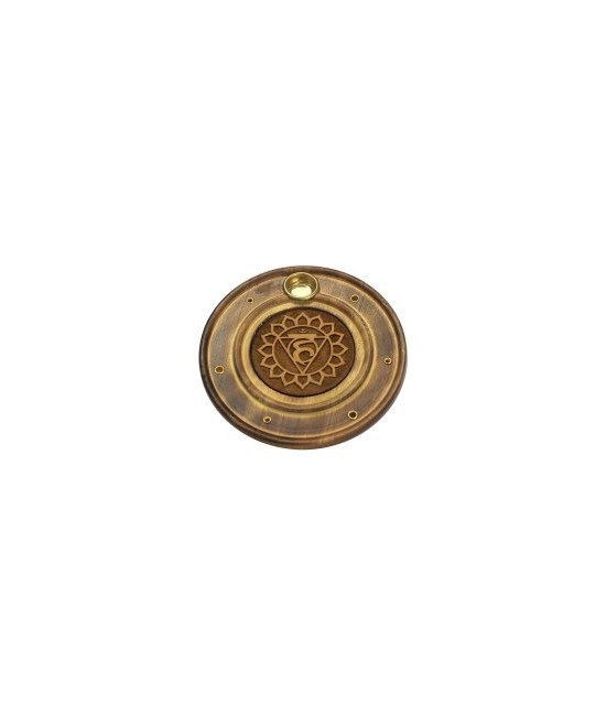 Engraved wood incense holder.
Size: 100mm diameter.