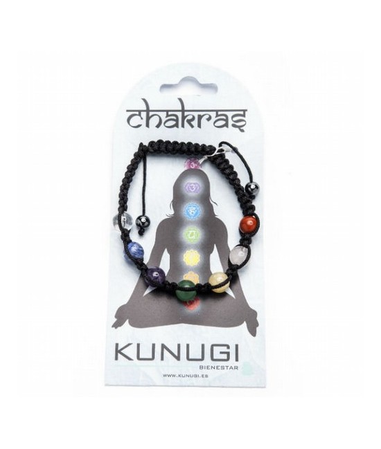 Pulsera mineral en bola  8mm enlazada con hilo.
Los minerales coninciden con los colores de los chakras : aventurina, calcita,